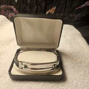 NWT Leather and Steel Unisex ID Bracelet